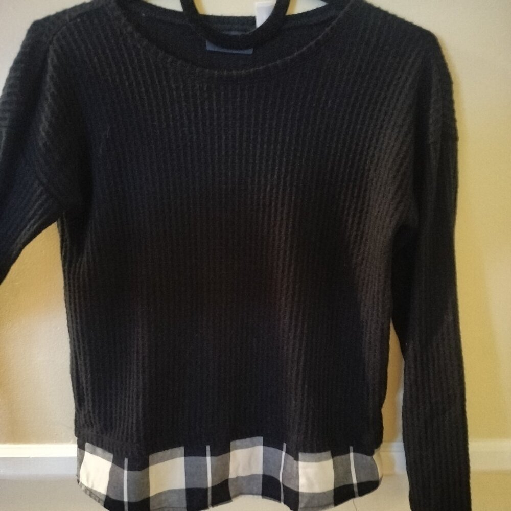 The Children's Place Black and White Pleaid Shirt